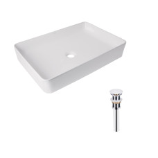 Комплект Qtap Tern: Раковина накладна прамокутна 600x400x110 мм WHITE + Донний клапан PU02