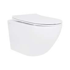 Унітаз підвісний Jay Rimless 485×360×320 мм, White, з сидінням Slim Duroplast/ Soft-close/ Quick Relase QT07335177RW Qtap