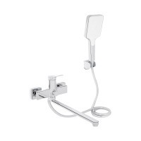 Змішувач для ванни Qtap Arvin з довгим поворотним виливом та душовим гарнітуром QTARV260CRM48641 Chrome