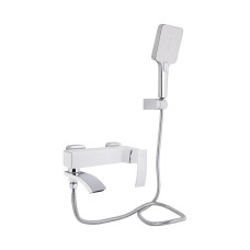 Змішувач для ванни Qtap Swan Cascada з поворотним виливом (з душовим гарнітуром) QTSWA260CRW45569 Chrome/White