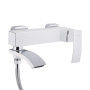 Змішувач для ванни Qtap Swan Cascada з поворотним виливом (з душовим гарнітуром) QTSWA260CRW45569 Chrome/White